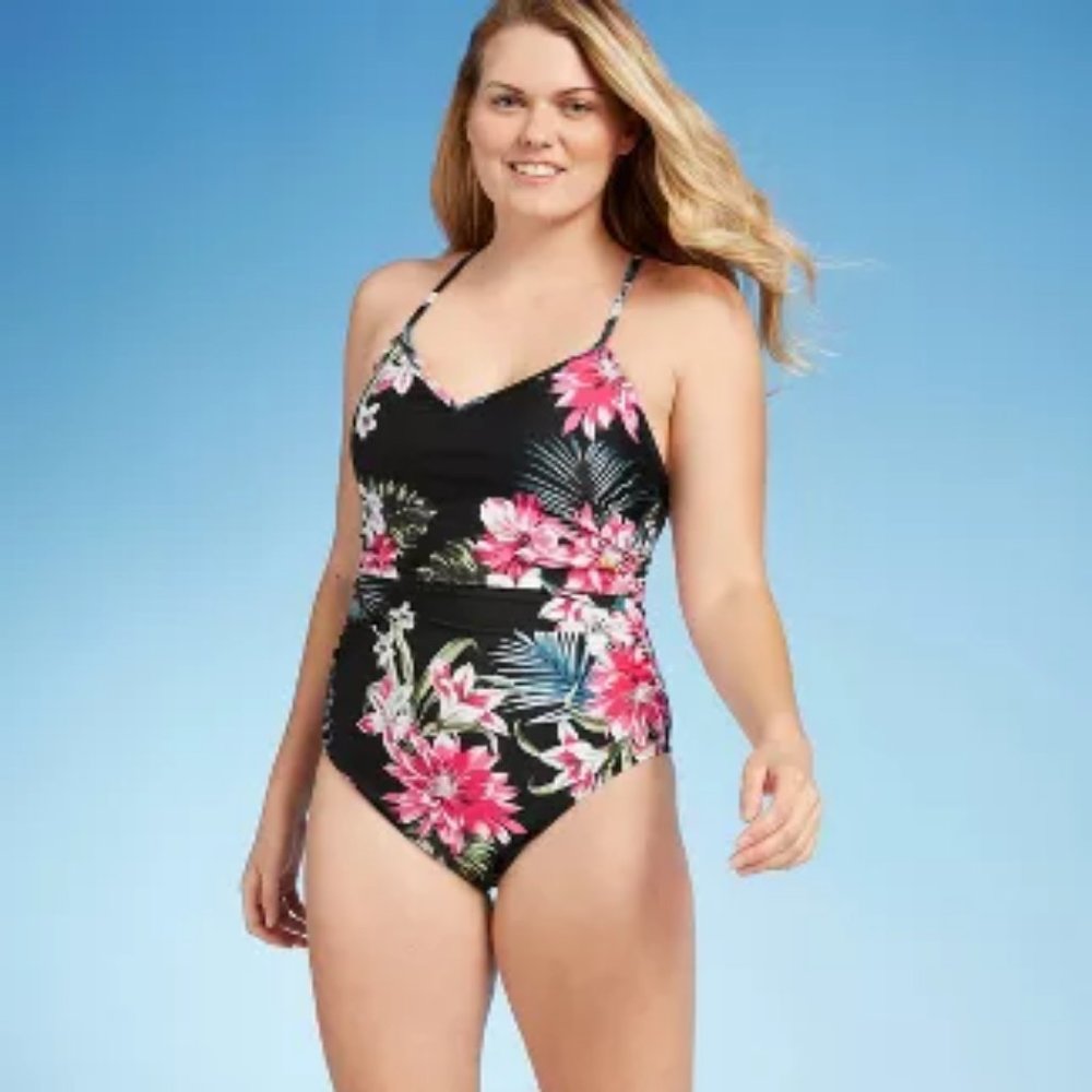 Strappy Back Floral Kona Sol One Piece Swimsuit